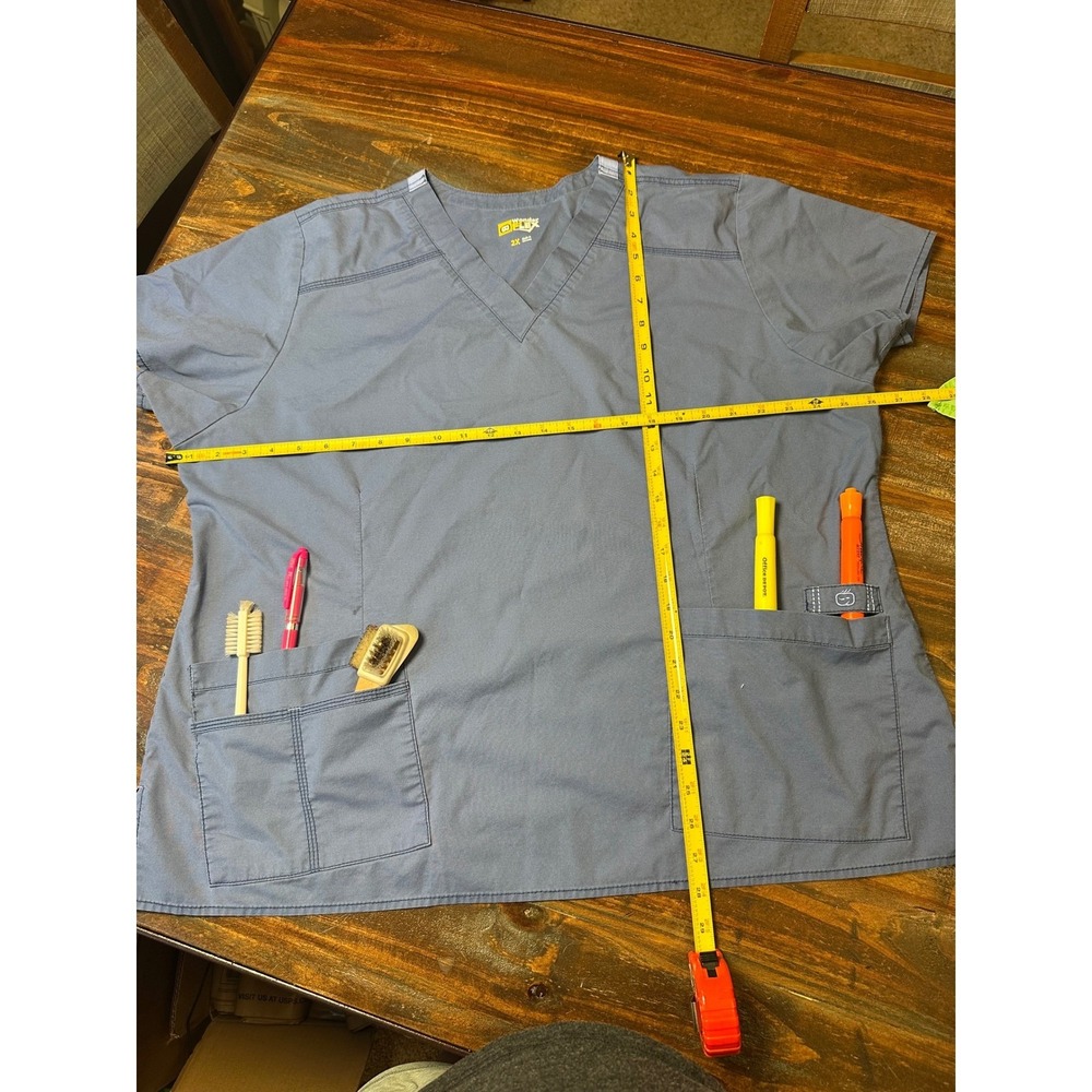 WonderWink‎ WonderFlex Bundle Of 3 V-Neck Scrub Tops 2X Green Blue Navy Woman's - Picture 7 of 13